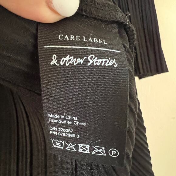 & Other Stories Black Pleated Long Sleeve Wrap Dress Size 2 - Picture 6 of 11